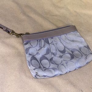COACH PURPLE CANVAS WITH LEATHER TRIM WRISTLET